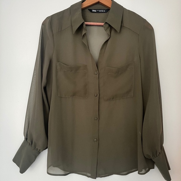 Zara sheer button down - Picture 1 of 2